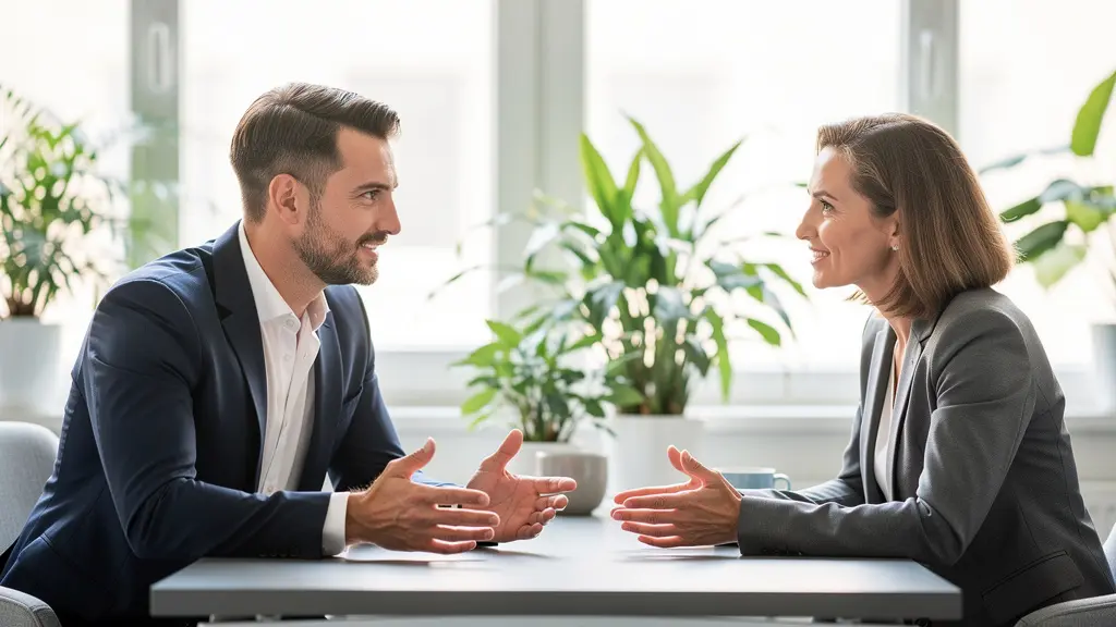 Échange entre un notaire et ses clients dans un bureau lumineux à Tournefeuille